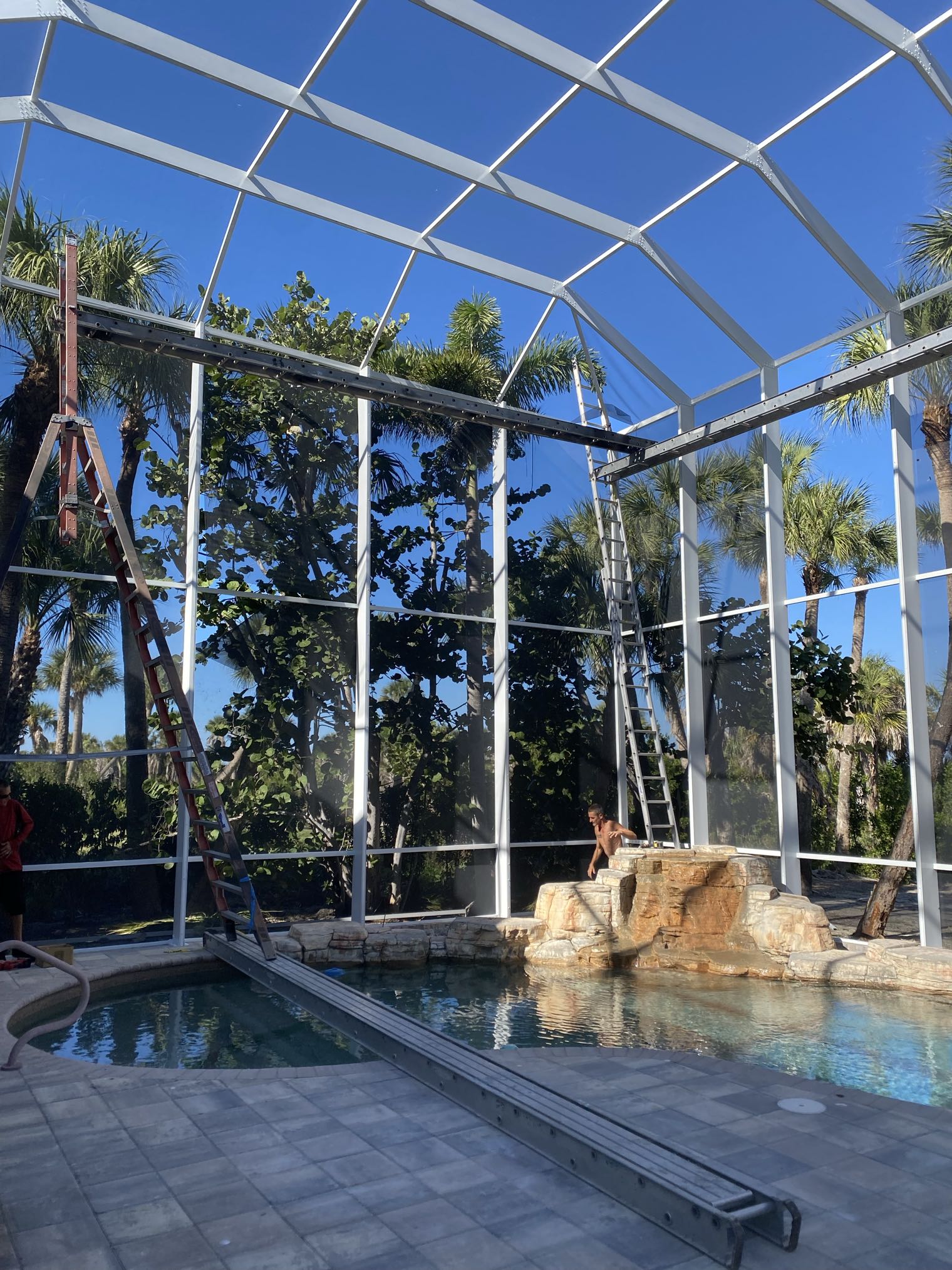 Restoration In Progress — Pool Cage Revival